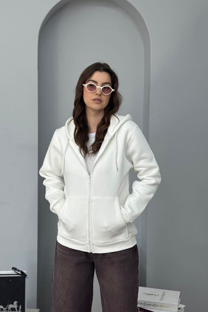 ONE COLOR FLUFFY WOMEN COTTON JACKET WHITE-E BARDHE - 1