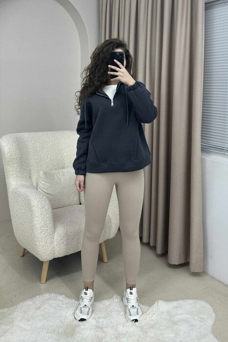 HOODIE ME PUSH PËR FEMRA NË NGJYRËN GRI E ERRËT - KLAUDIO FASHION