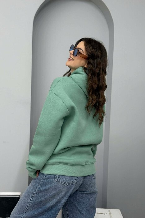 ONE COLOR FLUFFY WOMEN HOODIE MINT/MENTE - 3