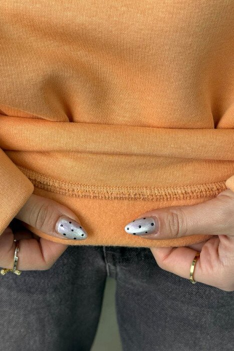 ONE COLOR FLUFFY WOMEN HOODIE ORANGE/PORTOKALLI - 4