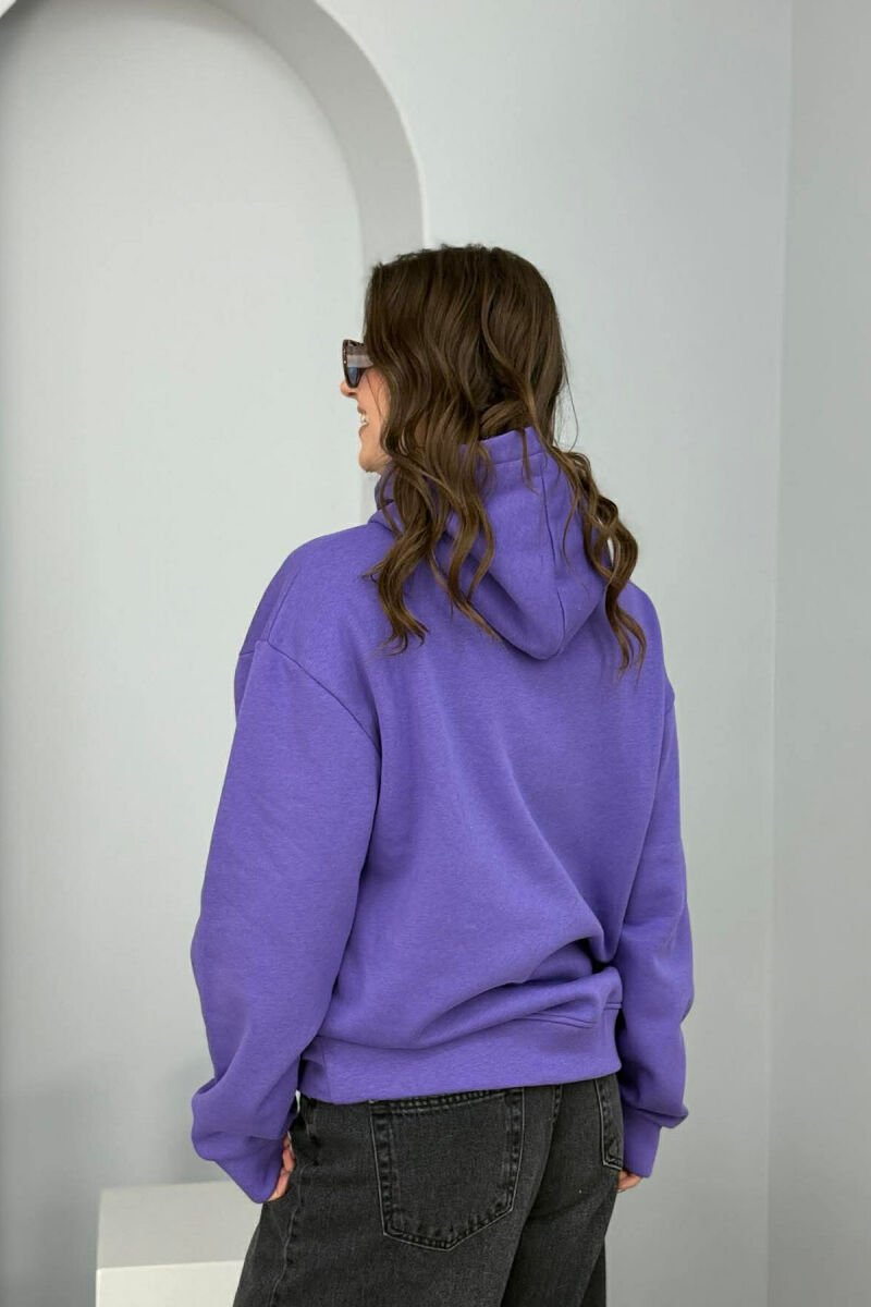 ONE COLOR FLUFFY WOMEN HOODIE PURPLE/LEJLA - 3