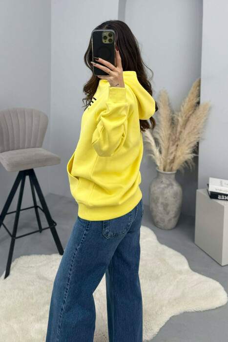 ONE COLOR FLUFFY WOMEN HOODIE YELLOW/E VERDHE - 5