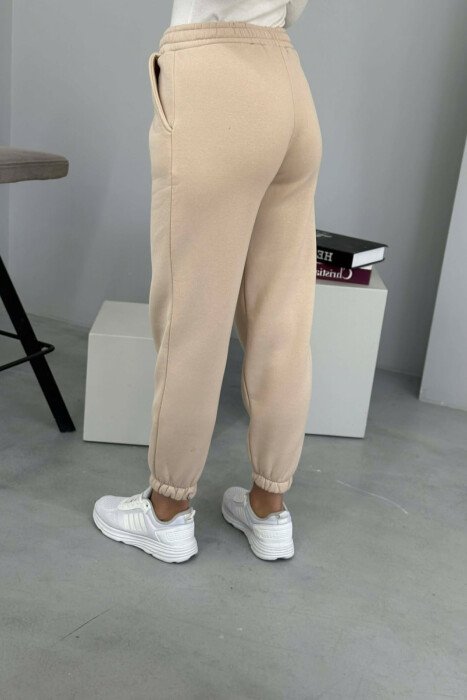 ONE COLOR FLUFFY WOMEN JOGGERS BEIGE/BEZHE - 4