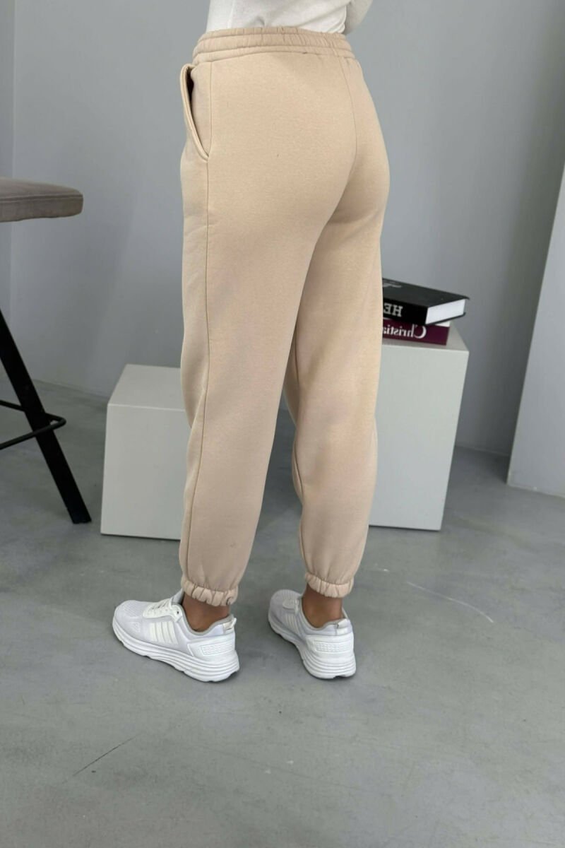 ONE COLOR FLUFFY WOMEN JOGGERS BEIGE/BEZHE - 4