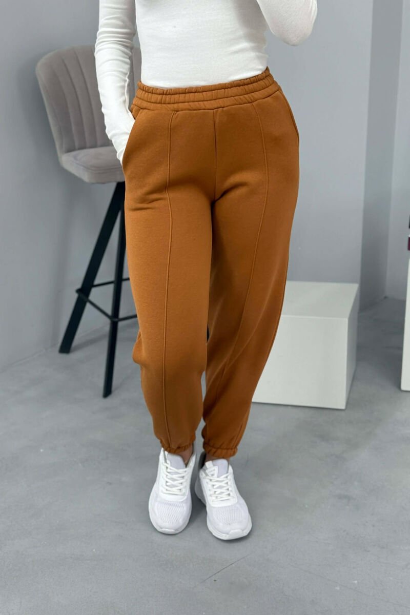 ONE COLOR FLUFFY WOMEN JOGGERS BRICK/TULLE - 2