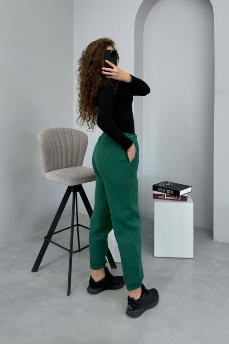 ONE COLOR FLUFFY WOMEN JOGGERS GREEN/JESHILE - 3