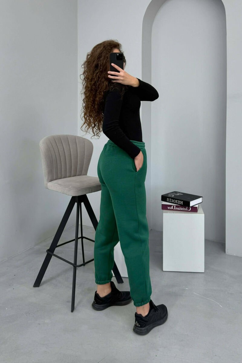 ONE COLOR FLUFFY WOMEN JOGGERS GREEN/JESHILE - 3
