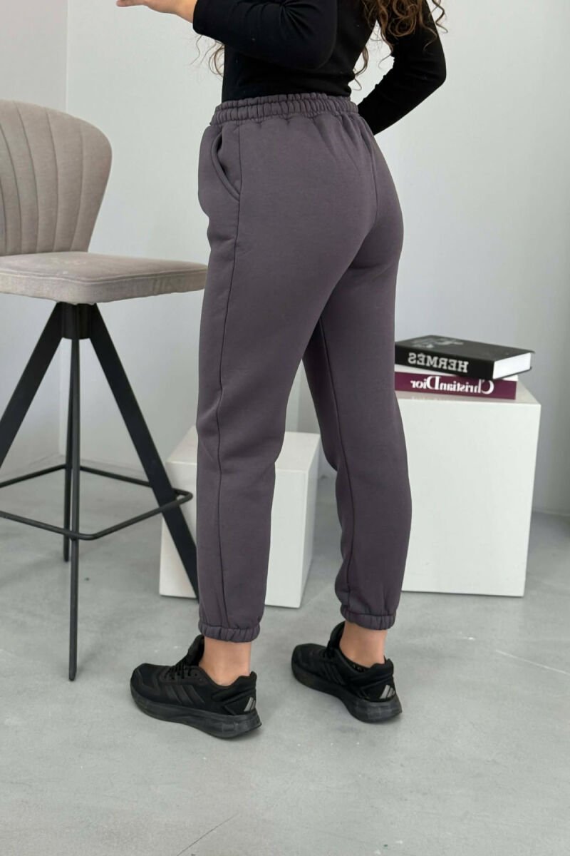 ONE COLOR FLUFFY WOMEN JOGGERS IRON GREY/GRI HEKURI - 2
