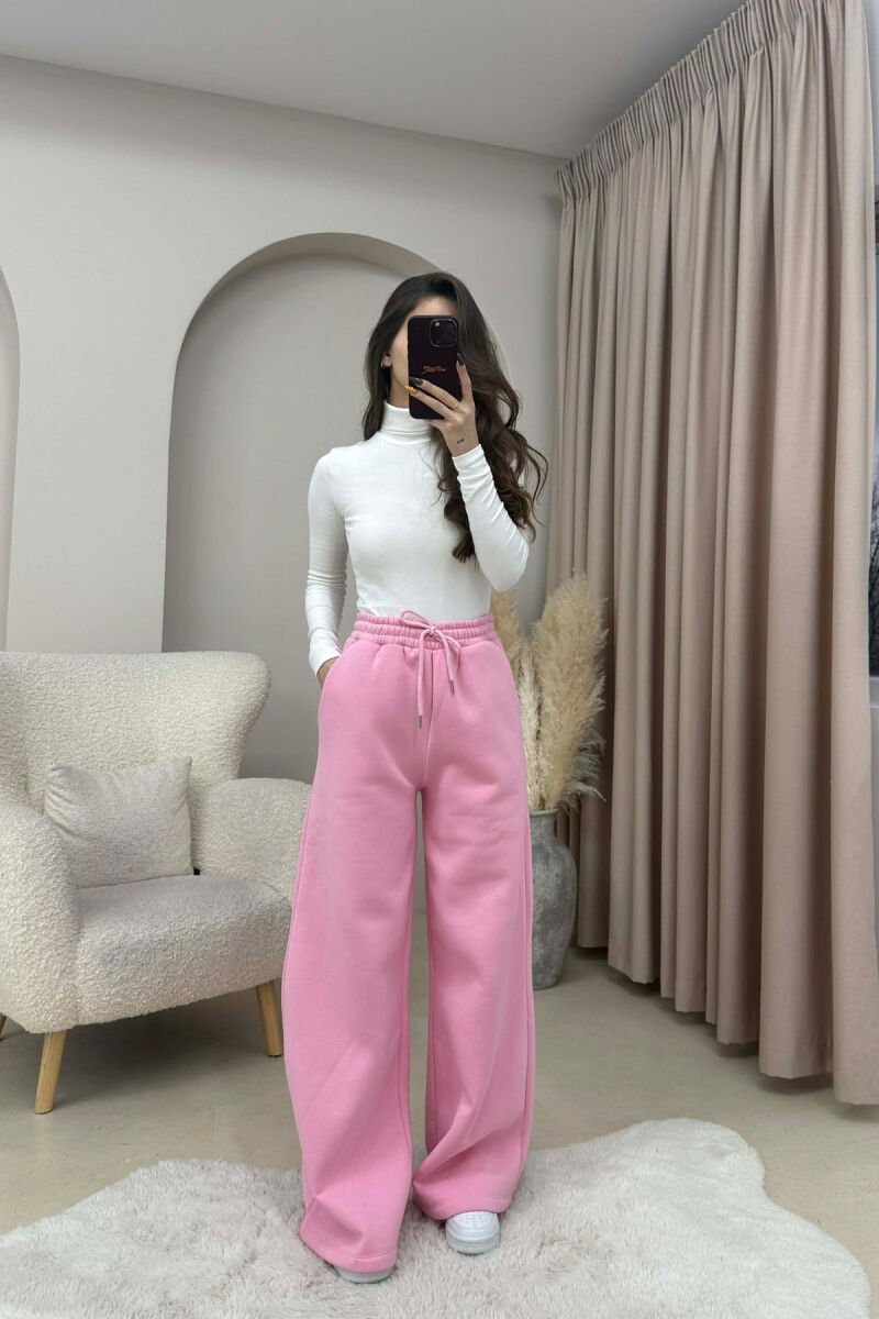 ONE COLOR FLUFFY WOMEN SWEATPANTS PINK/ROZE - 1