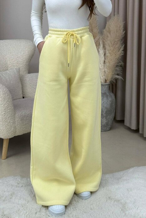 ONE COLOR FLUFFY WOMEN SWEATPANTS YELLOW/E VERDHE - 4