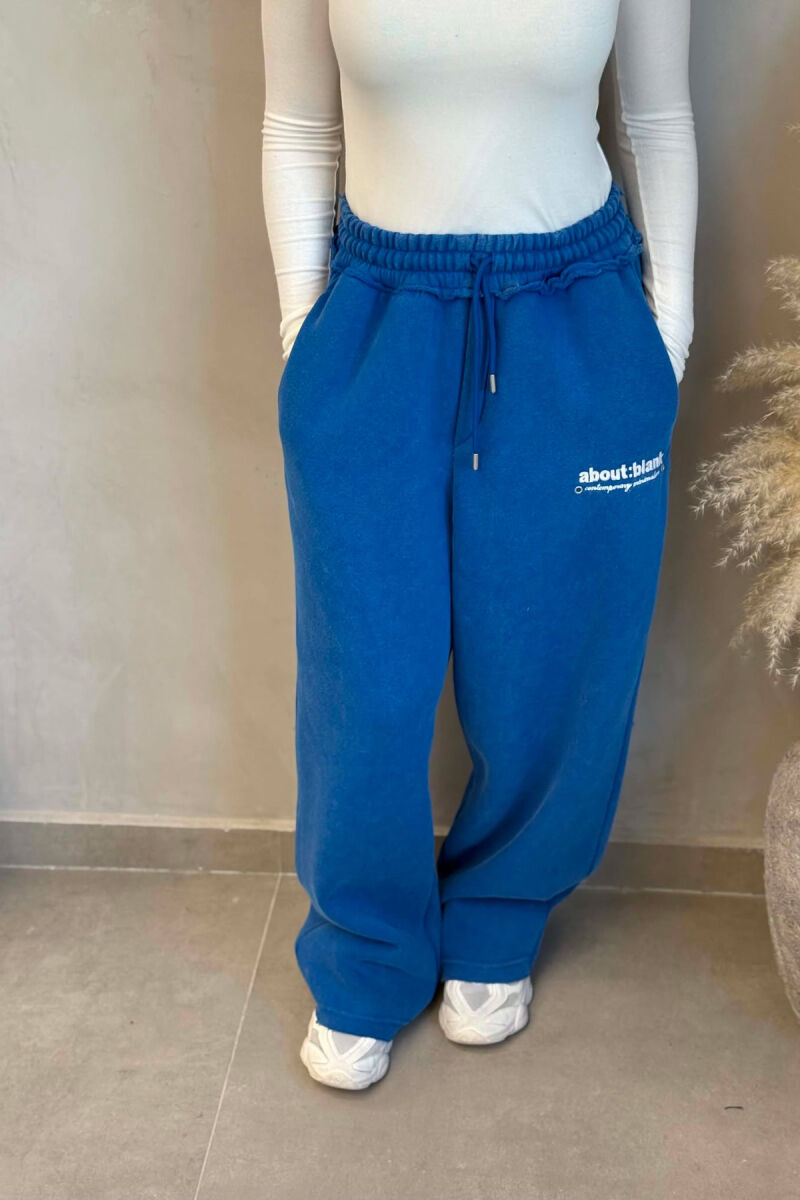 ONE COLOR FLUFFY WRITTINGS WOMAN SWEATPANTS BLUE/BLU - 3