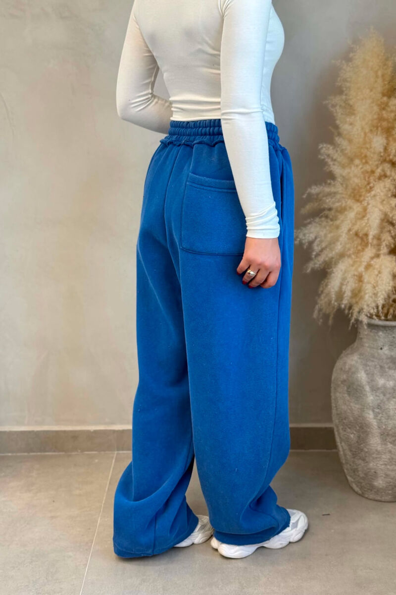 ONE COLOR FLUFFY WRITTINGS WOMAN SWEATPANTS BLUE/BLU - 4