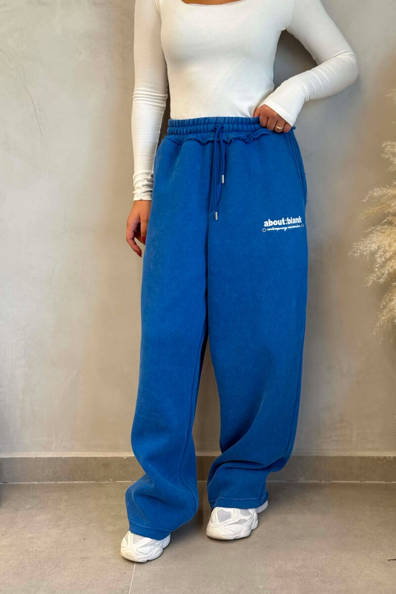 ONE COLOR FLUFFY WRITTINGS WOMAN SWEATPANTS BLUE/BLU - 5