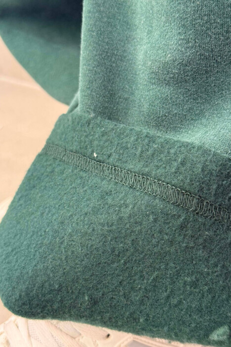 ONE COLOR FLUFFY WRITTINGS WOMAN SWEATPANTS GREEN/JESHILE - 3