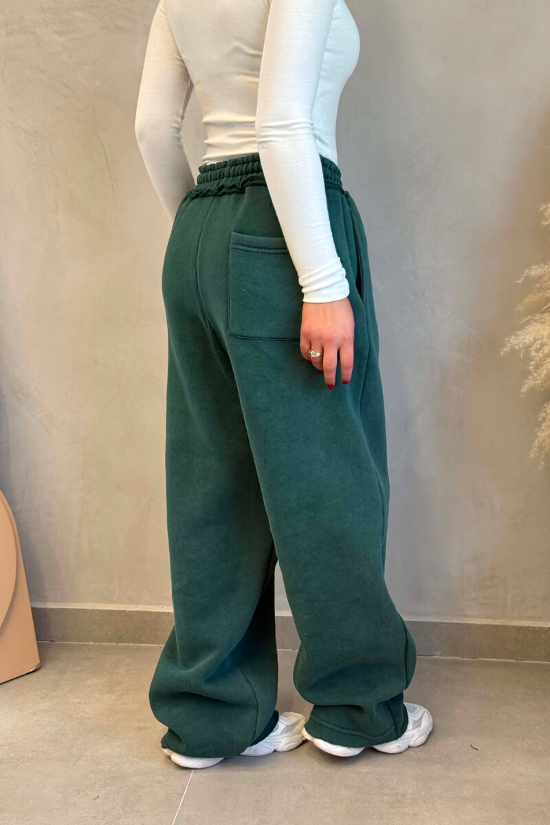 ONE COLOR FLUFFY WRITTINGS WOMAN SWEATPANTS GREEN/JESHILE - 4