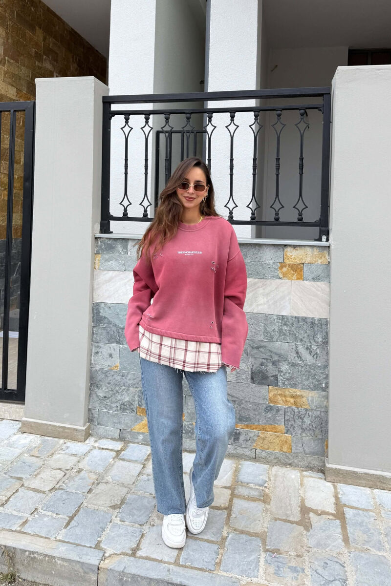 ONE COLOR FRONT & BACK WRITTINGS WOMAN SWEATSHIRT VINEGAR/UTHULL - 2