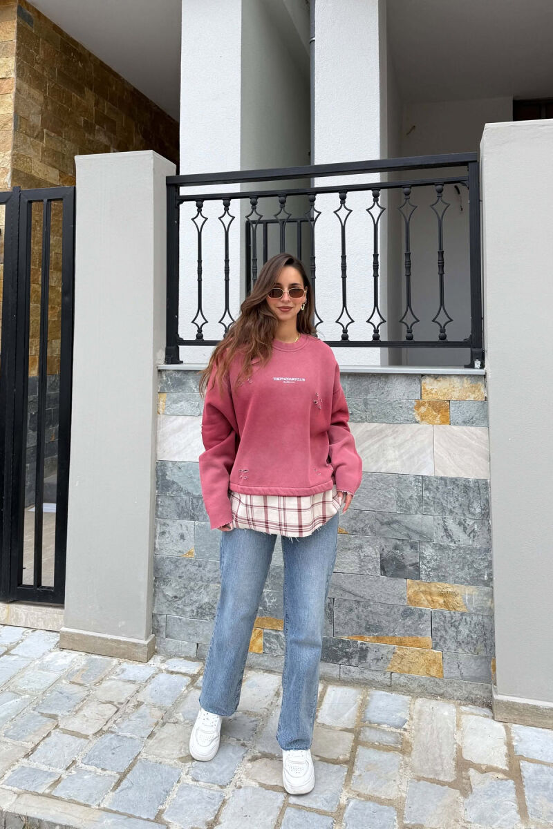 ONE COLOR FRONT & BACK WRITTINGS WOMAN SWEATSHIRT VINEGAR/UTHULL - 3