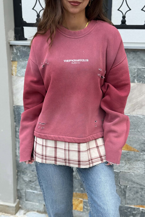 ONE COLOR FRONT & BACK WRITTINGS WOMAN SWEATSHIRT VINEGAR/UTHULL - 4