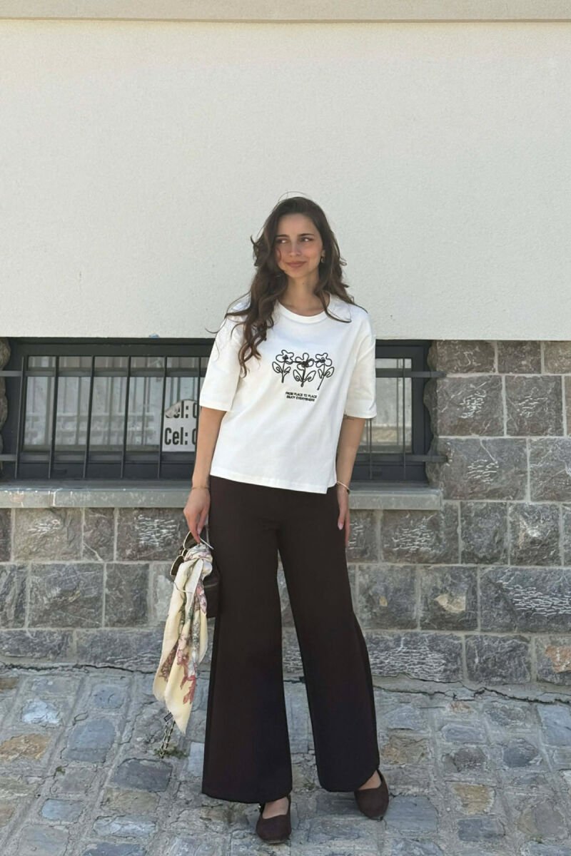 ONE COLOR FRONT DESIGN WOMAN T-SHIRT WHITE-E BARDHE - 2
