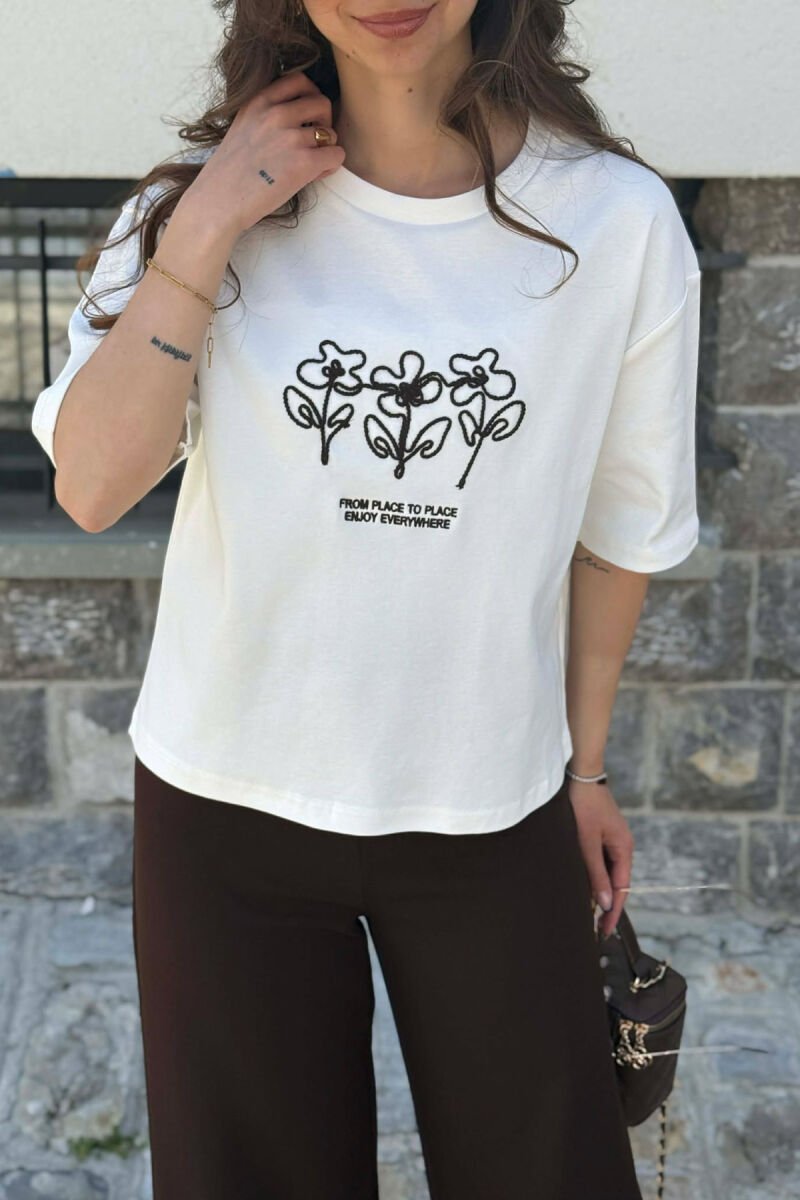 ONE COLOR FRONT DESIGN WOMAN T-SHIRT WHITE-E BARDHE - 3