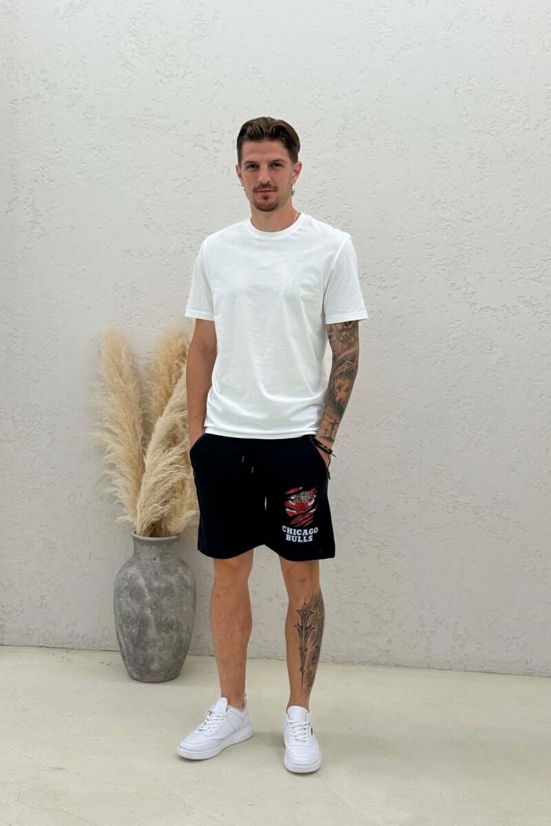 ONE COLOR FRONT IMAGE MEN SHORT SWEATPANTS BLUE/BLU - 1