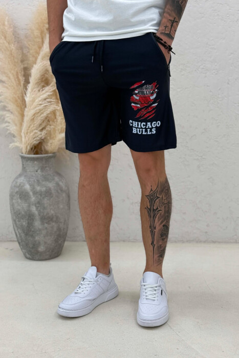 ONE COLOR FRONT IMAGE MEN SHORT SWEATPANTS BLUE/BLU - 2