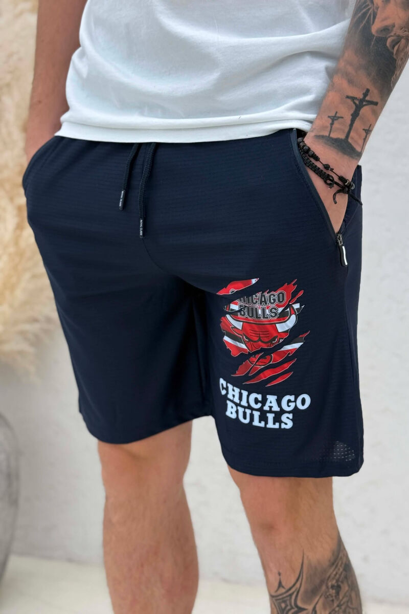 ONE COLOR FRONT IMAGE MEN SHORT SWEATPANTS BLUE/BLU - 4
