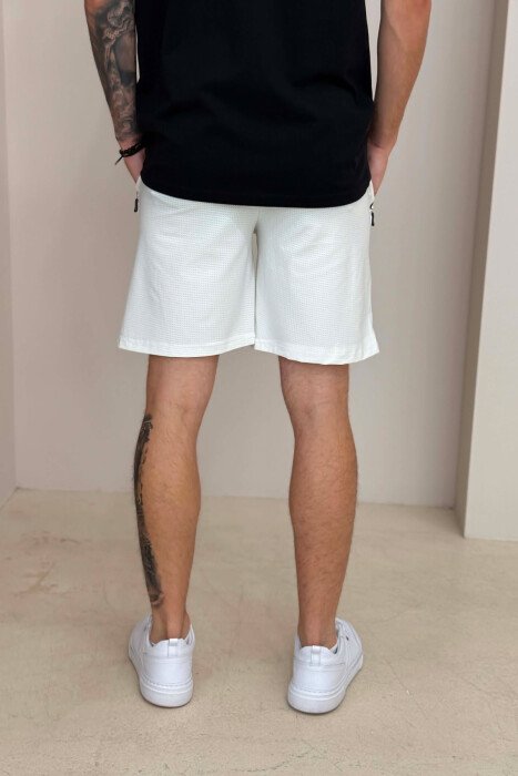 ONE COLOR FRONT IMAGE MEN SHORT SWEATPANTS CREAM/KREM - 3