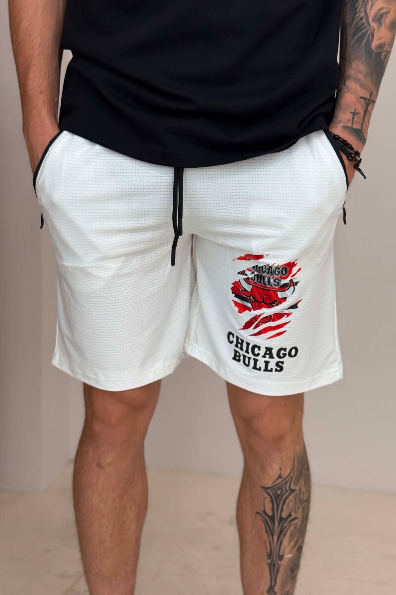 ONE COLOR FRONT IMAGE MEN SHORT SWEATPANTS CREAM/KREM - 4