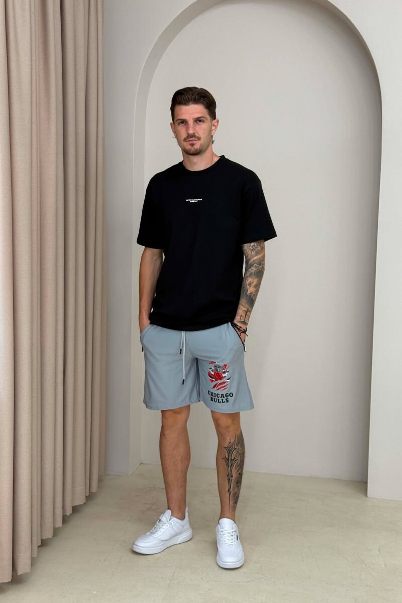 ONE COLOR FRONT IMAGE MEN SHORT SWEATPANTS GREY/GRI - 1