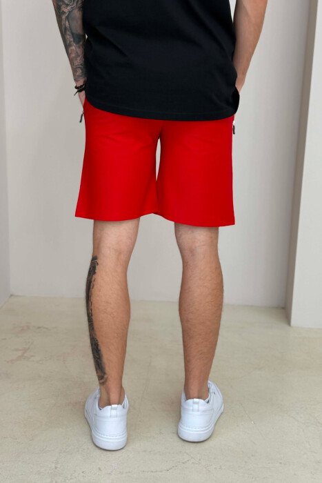 ONE COLOR FRONT IMAGE MEN SHORT SWEATPANTS RED/E KUQE - 2