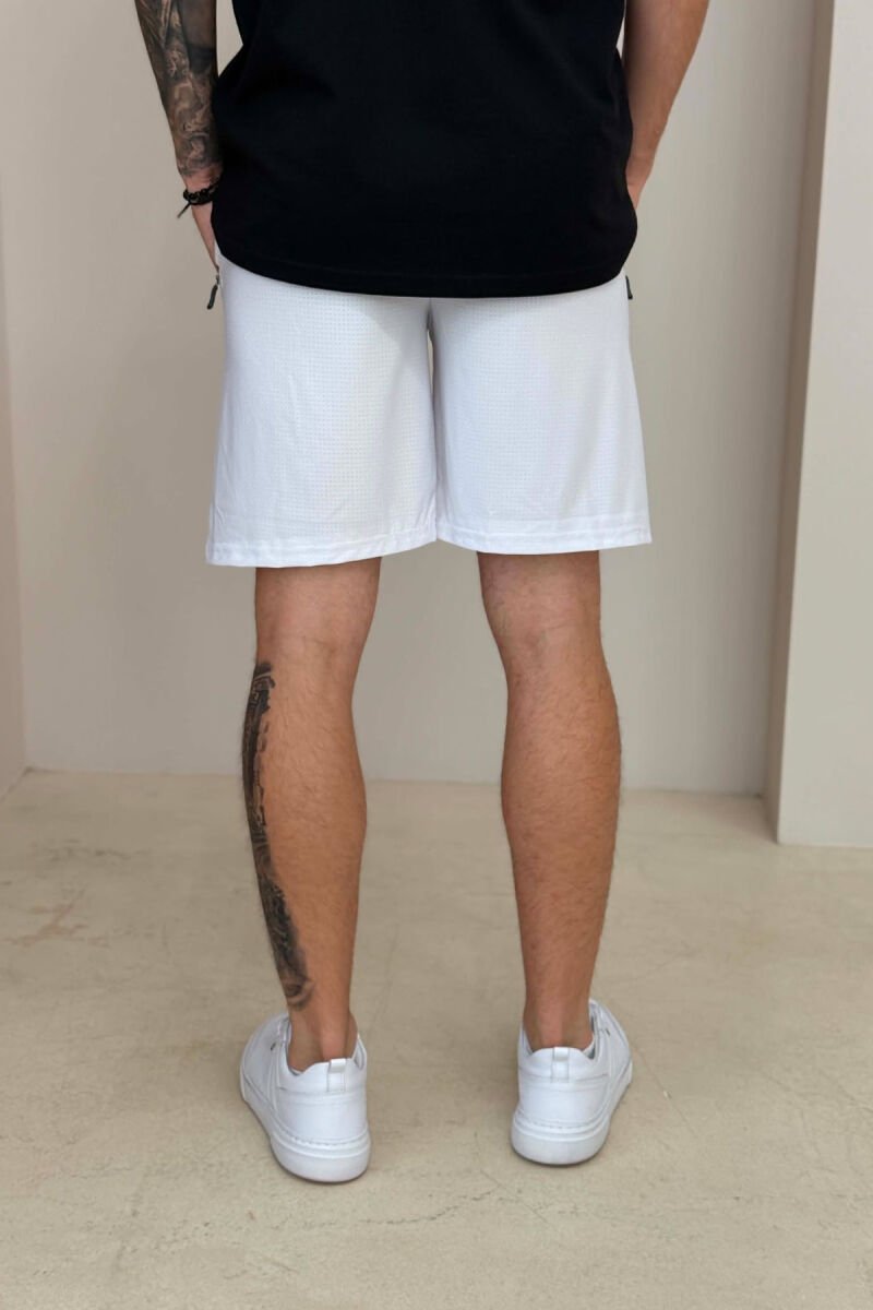 ONE COLOR FRONT IMAGE MEN SHORT SWEATPANTS WHITE-E BARDHE - 4