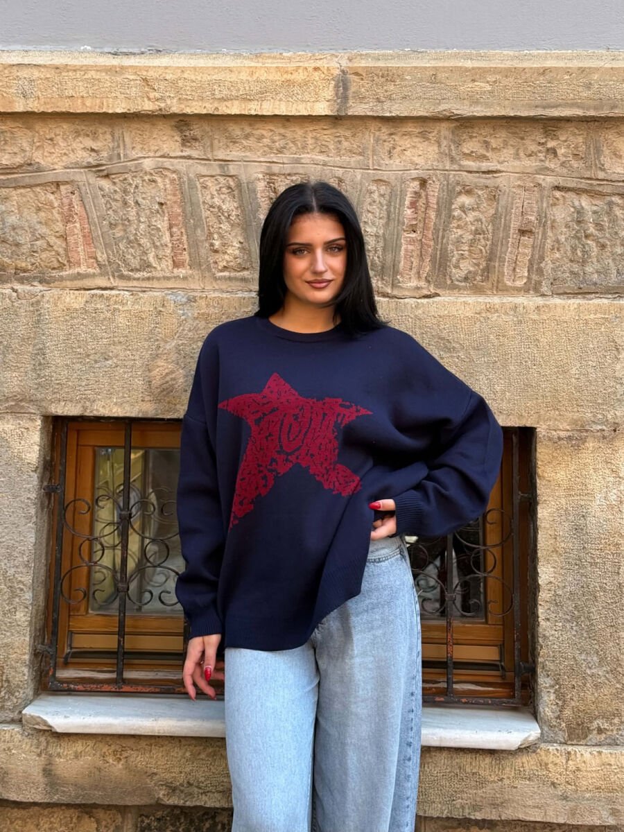 ONE COLOR FRONT IMAGE WOMAN SWEATER BLUE/BLU - 1
