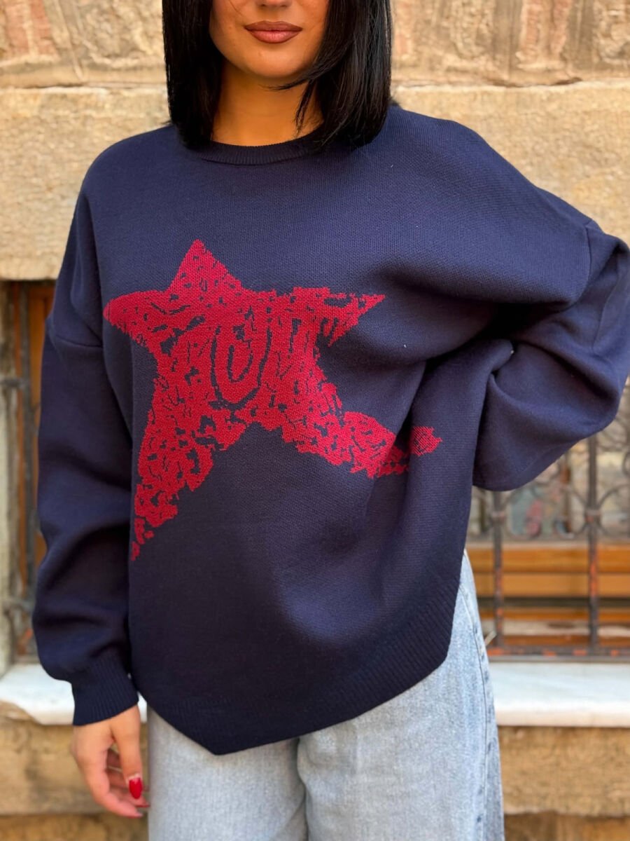 ONE COLOR FRONT IMAGE WOMAN SWEATER BLUE/BLU - 2