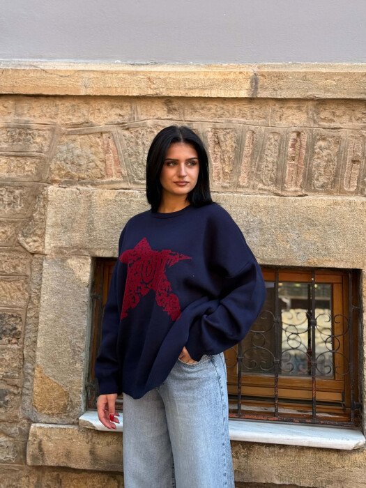 ONE COLOR FRONT IMAGE WOMAN SWEATER BLUE/BLU - 3