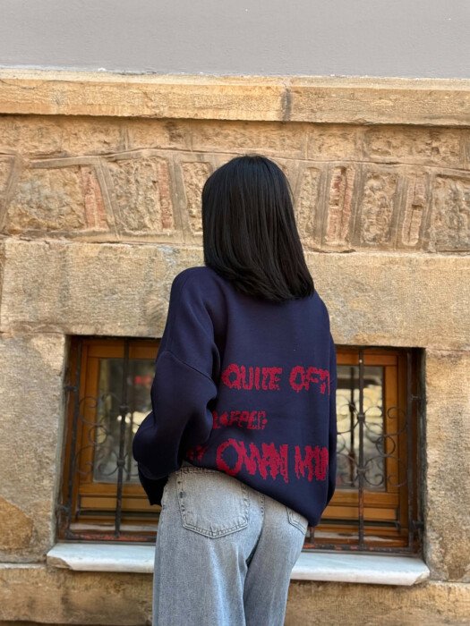 ONE COLOR FRONT IMAGE WOMAN SWEATER BLUE/BLU - 4