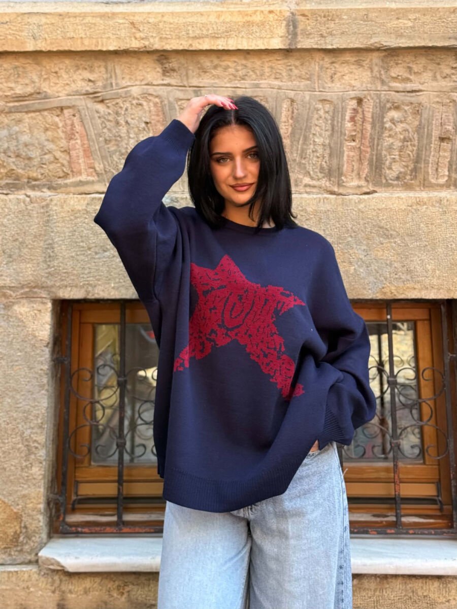 ONE COLOR FRONT IMAGE WOMAN SWEATER BLUE/BLU - 5