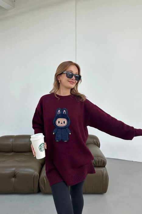 ONE COLOR FRONT IMAGE WOMAN SWEATER BURGUNDY/VISHNJE - 4