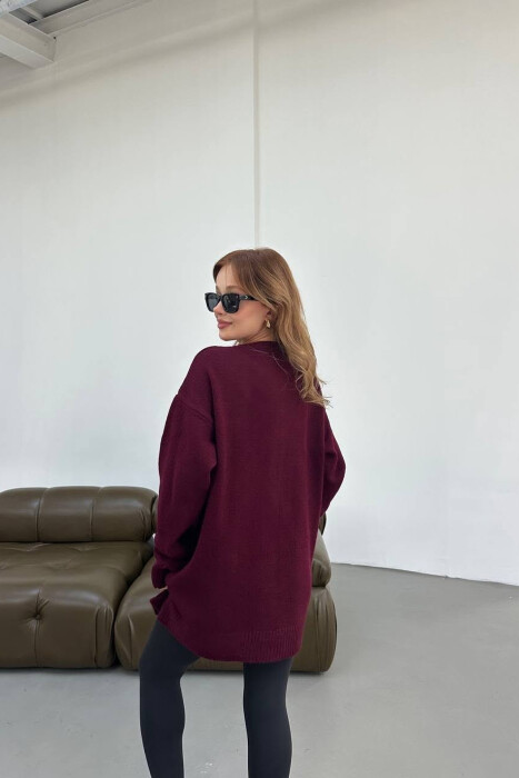ONE COLOR FRONT IMAGE WOMAN SWEATER BURGUNDY/VISHNJE - 5