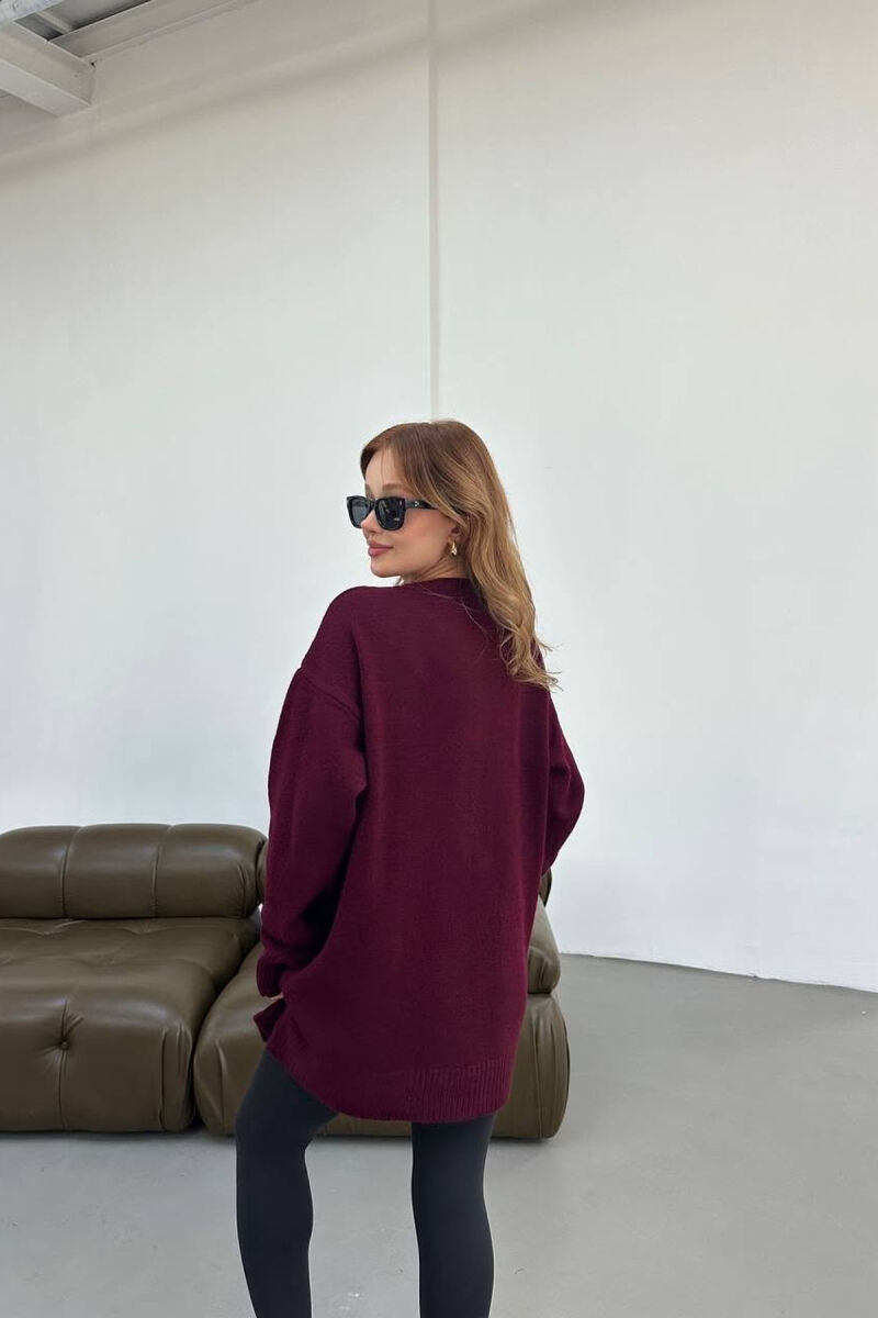 ONE COLOR FRONT IMAGE WOMAN SWEATER BURGUNDY/VISHNJE - 5