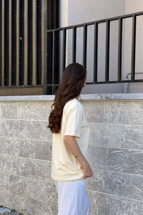 ONE COLOR FRONT IMAGE WOMAN T-SHIRT BEIGE/BEZHE - 4
