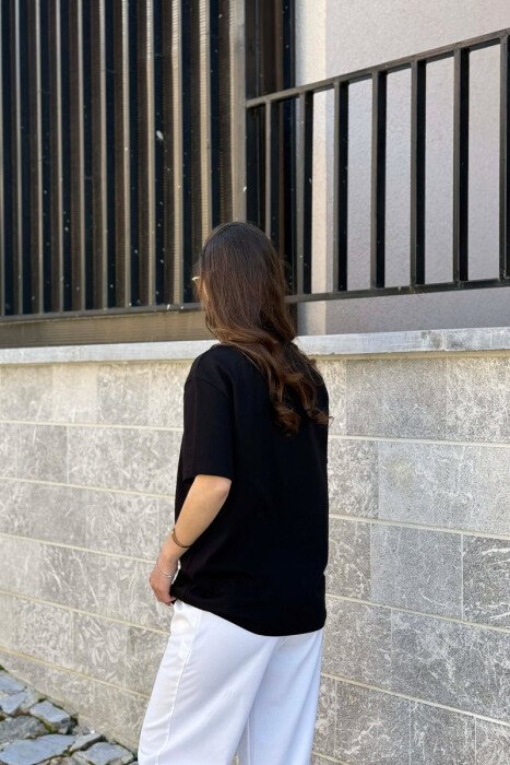 ONE COLOR FRONT IMAGE WOMAN T-SHIRT BLACK/ E ZEZE - 4