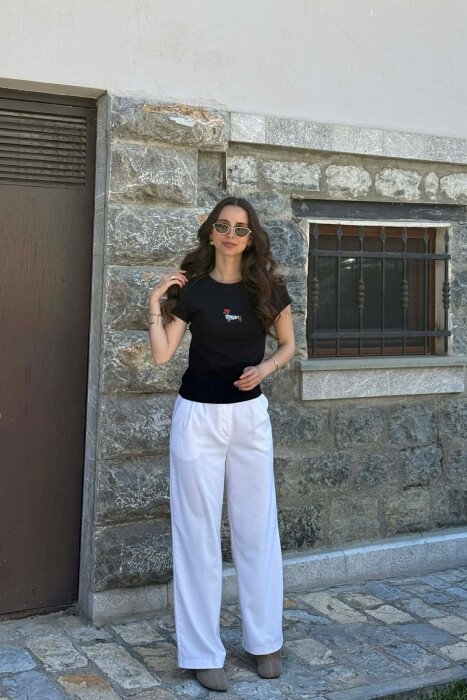 ONE COLOR FRONT IMAGE WOMAN T-SHIRT BLACK/ E ZEZE - 4