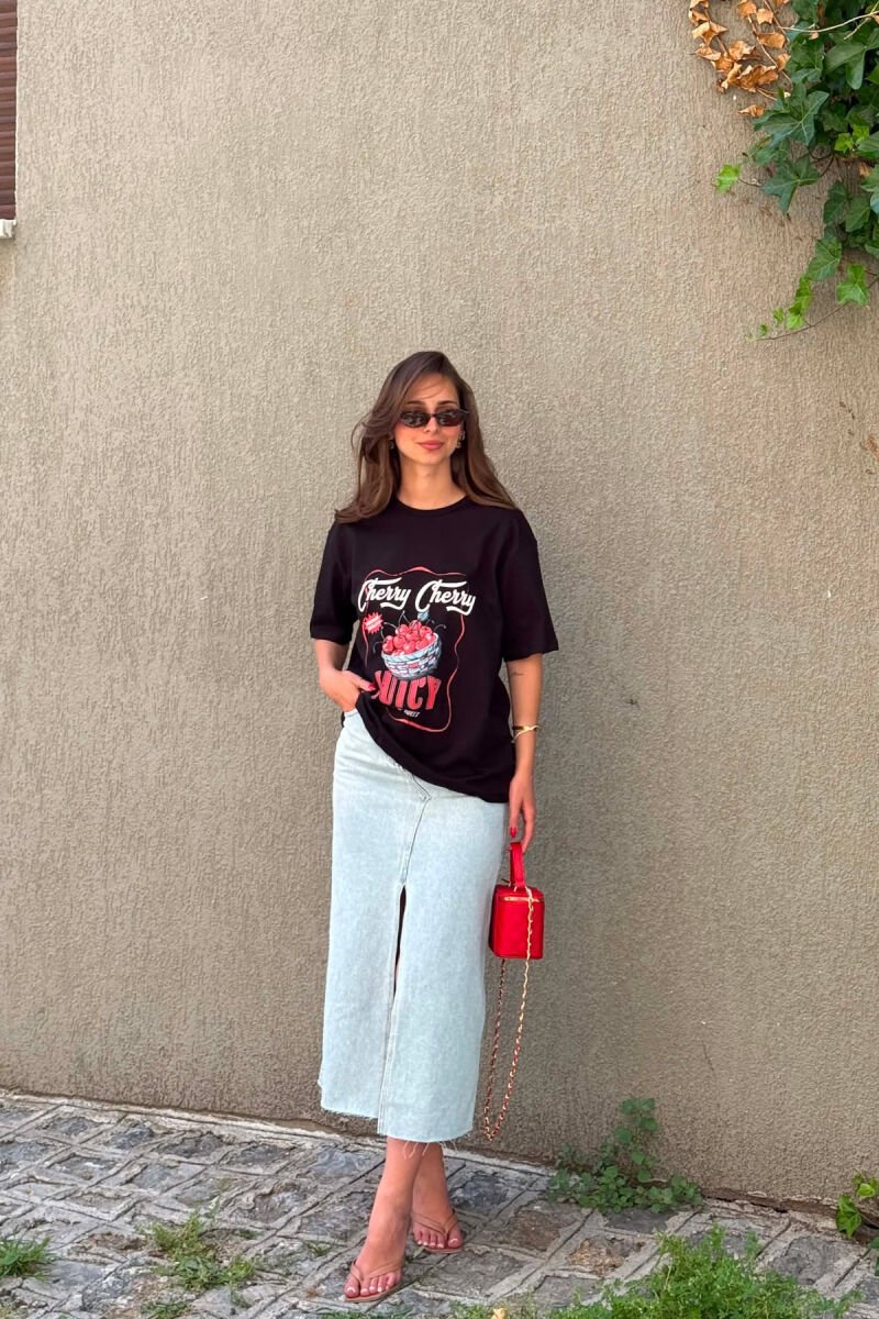 ONE COLOR FRONT IMAGE WOMAN T-SHIRT BLACK/ E ZEZE - 2
