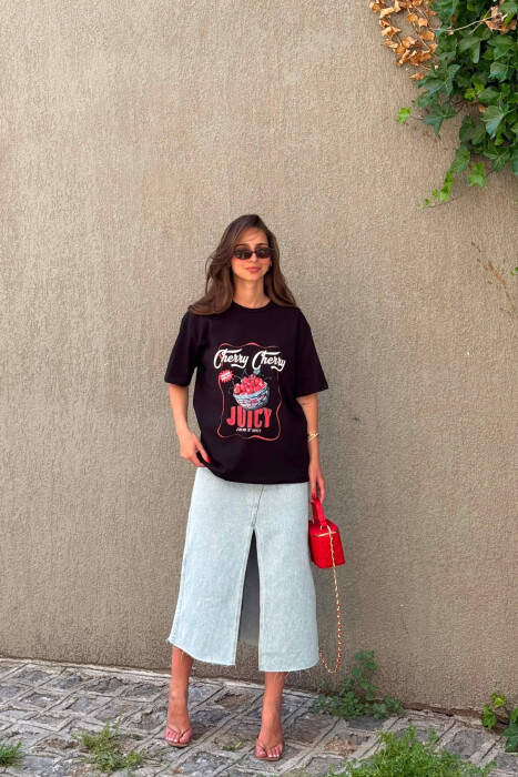T-SHIRT NJE NGJYRESH ME IMAZH NE PJESEN PARA PER FEMRA NE NGJYRE TE ZEZE - KLAUDIO FASHION