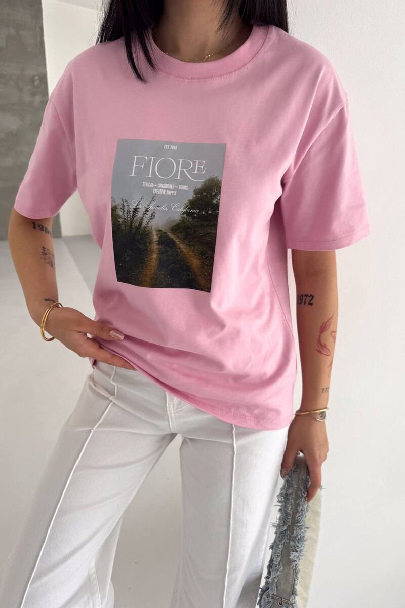 ONE COLOR FRONT IMAGE WOMAN T-SHIRT PINK/ROZE - 2