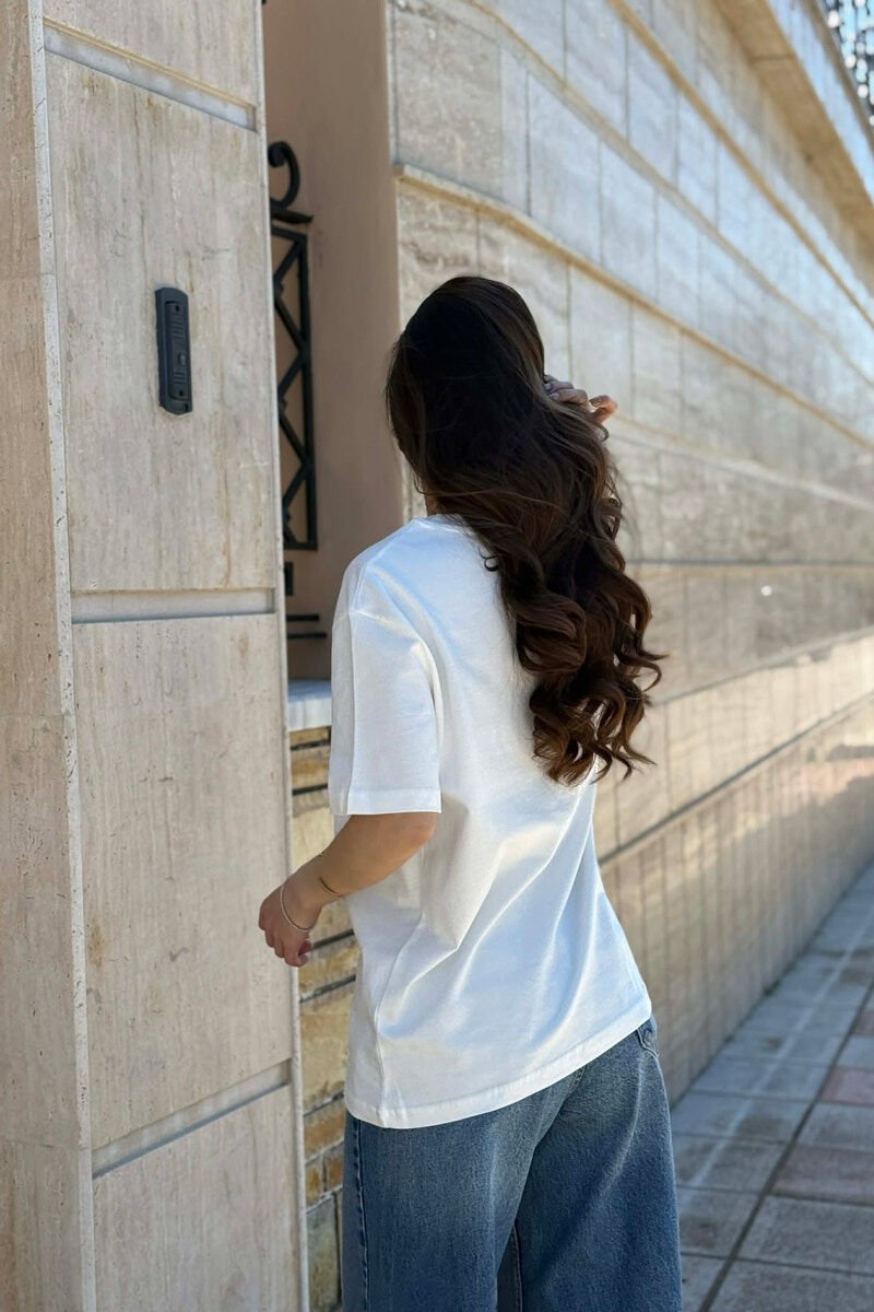 ONE COLOR FRONT IMAGE WOMAN T-SHIRT WHITE-E BARDHE - 4