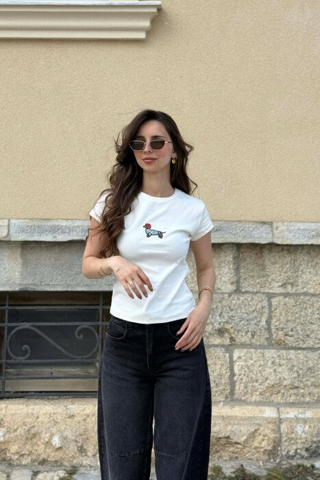 ONE COLOR FRONT IMAGE WOMAN T-SHIRT WHITE-E BARDHE - 2