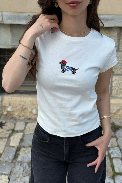 ONE COLOR FRONT IMAGE WOMAN T-SHIRT WHITE-E BARDHE - 3