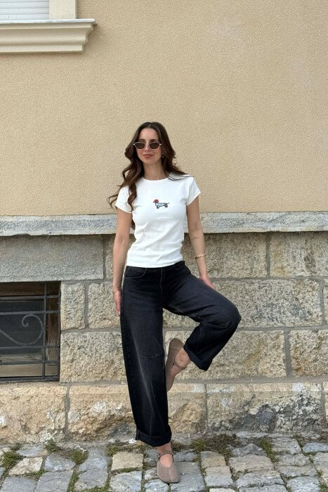 ONE COLOR FRONT IMAGE WOMAN T-SHIRT WHITE-E BARDHE - 6